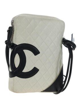 CHANEL COCO Mark Matelasse Cambon Line Bag Leather White CC